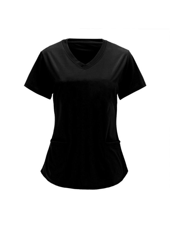 Medical Scrub Tops for Women Loose V-Neck T-Shirt Comfy Permeability Medical Workwear S-2XL