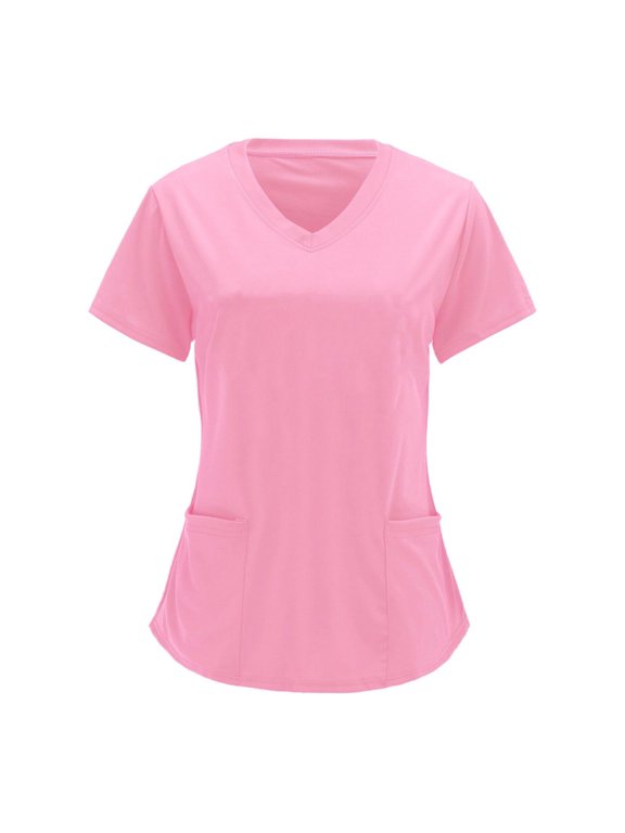 Medical Scrub Tops for Women Loose V-Neck T-Shirt Comfy Permeability Medical Workwear S-2XL