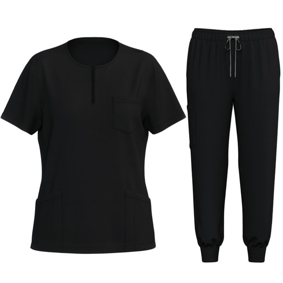 LYMAYTER Medical Uniform Outfit for Women Stretch Round Neck Nurse Uniform Set Leisure Comforts Nurse Workwear Set S-2XL