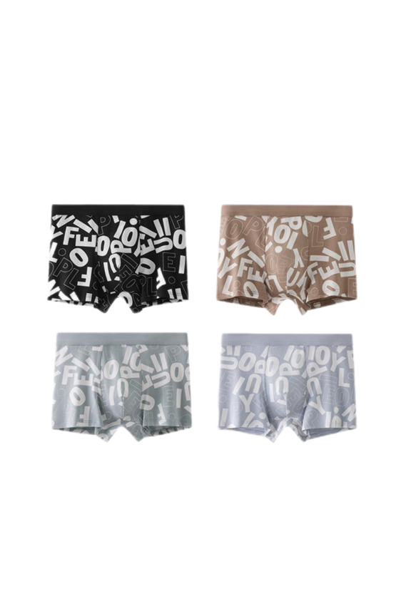 Men Cotton Underwear Monogram Print Panties for L-3XL Summer Lightweight Comfort Boxer Briefs 1 PCS