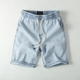thumbnail image 1 of LYMAYTER Men Jean Shorts Summer Lightweight Drawstring Denim shorts Breathable Straight Leg Shorts XS-2XL, 1 of 7