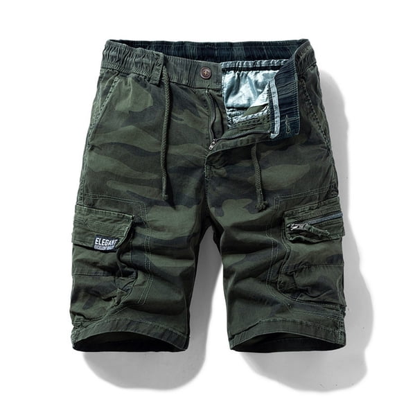 LYMAYTER Men Vintage Cargo Shorts Casual Washed Camo Fishing Hiking for Shorts with Multi Pockets 30-40