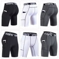 thumbnail image 1 of LYMAYTER Men's Athletic Compression Shorts Workout Running Pocket Design Letter Shorts For S-3XL, 1 of 9