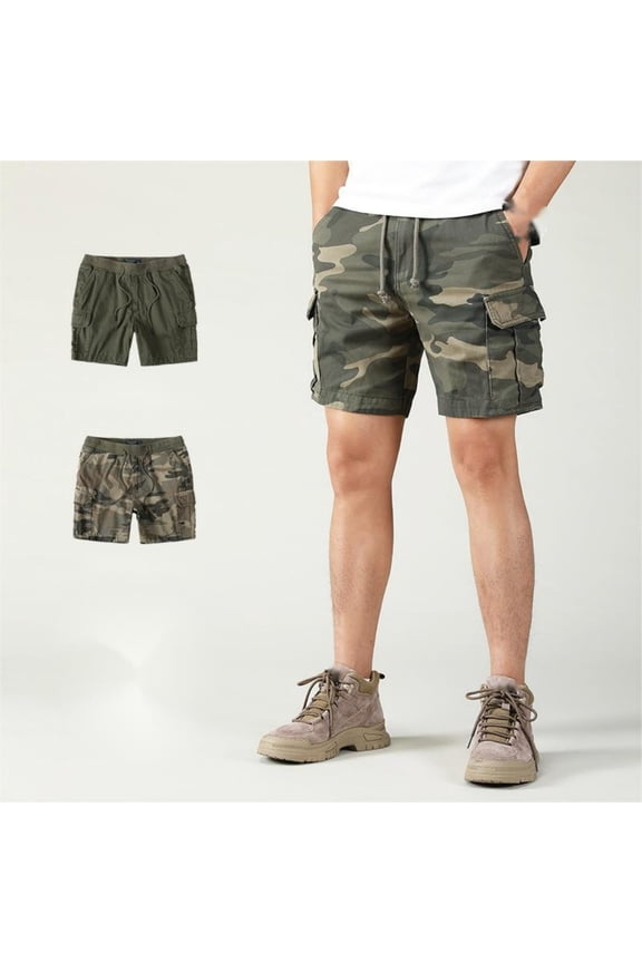 Men's Camo Cargo Shorts 5-Inch Multi-Pocket Outdoor Stretch Comfort Casual‌ Shorts