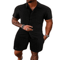 thumbnail image 1 of LYMAYTER Men's Casual Shirt + Short Sets Summer Vacation Beach Combo Suits 2-Piece, 1 of 8