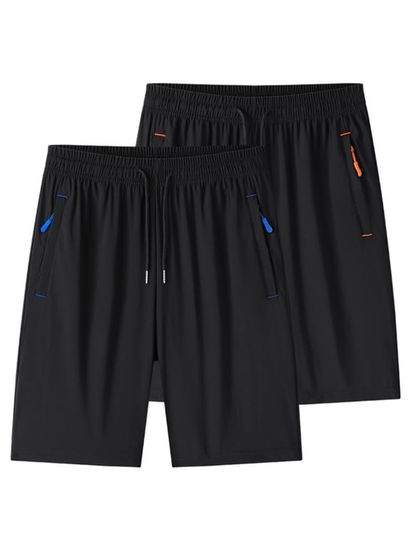 Men's Cooling Performance Shorts Ice Silk Fabric Gym Running Elastic Waist Shorts for L-6XL