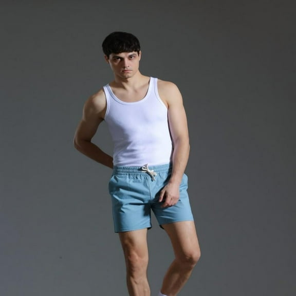 LYMAYTER Men's Cotton Shorts Solid Color Casual Shorts Plus Size Shorts S-4XL