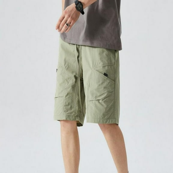 LYMAYTER Men's Solid Color Shorts Five-Minute Shorts Summer Thin Shorts M-6XL