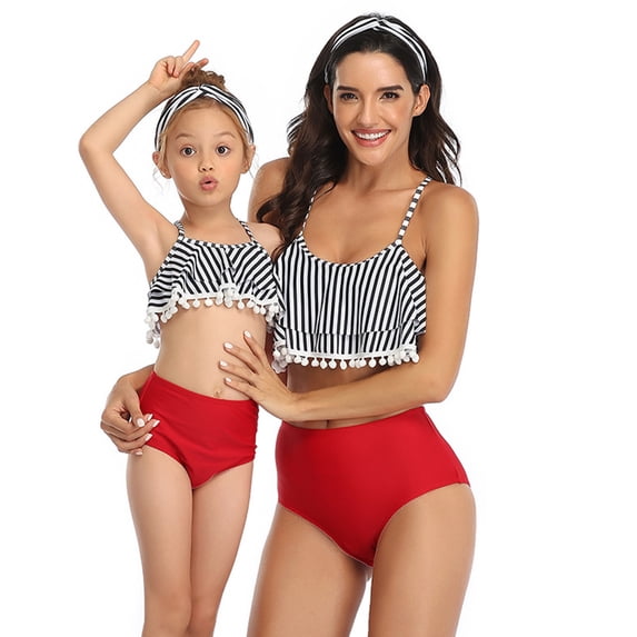 LYMAYTER Mother and Daughter Swimsuits Family Matching Swimwear Two Pieces Bikini Bathing Suit Summer Beachwear