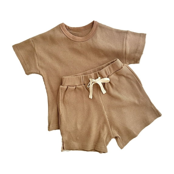 LYMAYTER Newborn Boys Girls Cotton Outfit 2PCS Kids Infant Soft Stripe Short Sleeve Set for 0 Months-3 Years