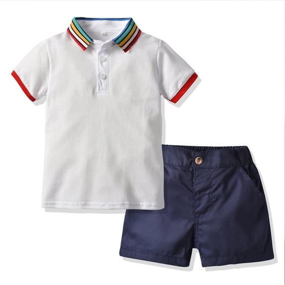 LYMAYTER Newborn Boys Shorts Outfits 2PCS Infant Solid Color Tees Shirt + Summer Shorts Set 3-18 M