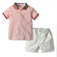 thumbnail image 1 of LYMAYTER Newborn Boys Shorts Outfits 2PCS Infant Solid Color Tees Shirt + Summer Shorts Set 3-18 M, 1 of 9