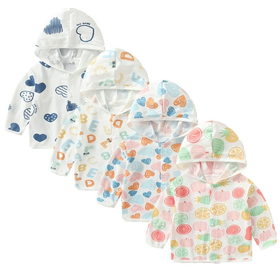 LYMAYTER Newborn Cute Sunscreen Jacket Baby Boys Girls Ice Silk Long Sleeve Summer Sunscreen Clothing Infant Cartoon Coat for 6 Months-24 Months