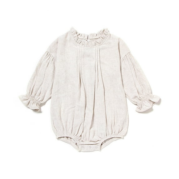 LYMAYTER Newborn Girls Cotton Onesies Baby Soft Long Sleeve Crawling Clothes Infant Solid Colorrompers One-Piece for 0-24 Months