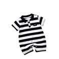 thumbnail image 1 of LYMAYTER 0-18M Baby Boys Girls Summer Striped Bodysuits Newborn Infant Short Sleeve Casual Rompers, 1 of 7