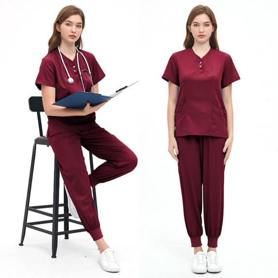 LYMAYTER Nurse Uniform for Womens Cooling Quick Drying Medical Uniform Lightweight Top + Pants Medical Set S-2XL