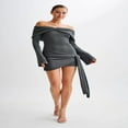 thumbnail image 1 of LYMAYTER Off Shoulder Dress for Women's Knit Long Sleeved Mini Dress Club Party Short Fitted Dresses, 1 of 9