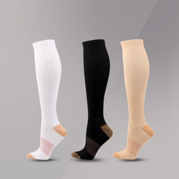 LYMAYTER Outdoor Compression Socks for Women & Men Solid Color Running Cycling Graduated Support Socks S-XL