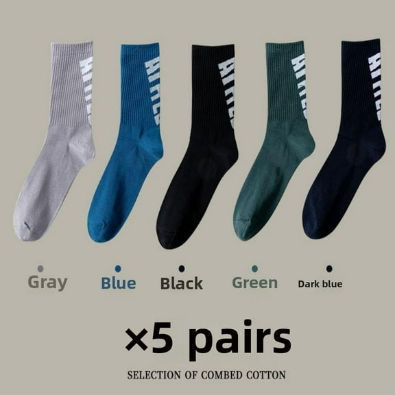 LYMAYTER Pure Cotton Men's Athletic Socks 5-Pack Breathable Antimicrobial Moisture Control Crew Socks‌