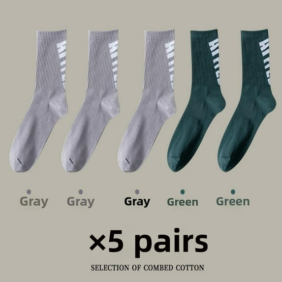LYMAYTER Pure Cotton Men's Athletic Socks 5-Pack Breathable Antimicrobial Moisture Control Crew Socks