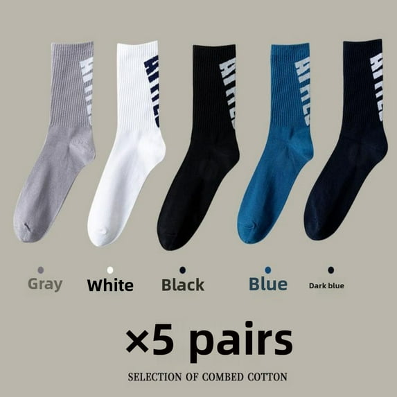 LYMAYTER Pure Cotton Men's Athletic Socks 5-Pack Breathable Antimicrobial Moisture Control Crew Socks