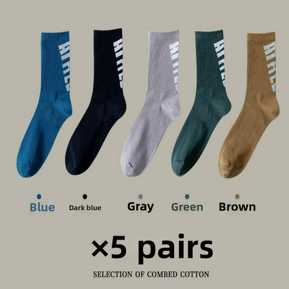 LYMAYTER Pure Cotton Men's Athletic Socks 5-Pack Breathable Antimicrobial Moisture Control Crew Socks