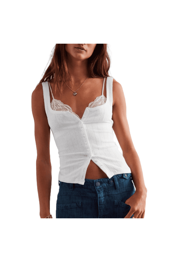 ‌Ribbed Button Up Cami‌ Tank Tops for Women's ‌Summer Soft Stretchy Cropped Sleeveless