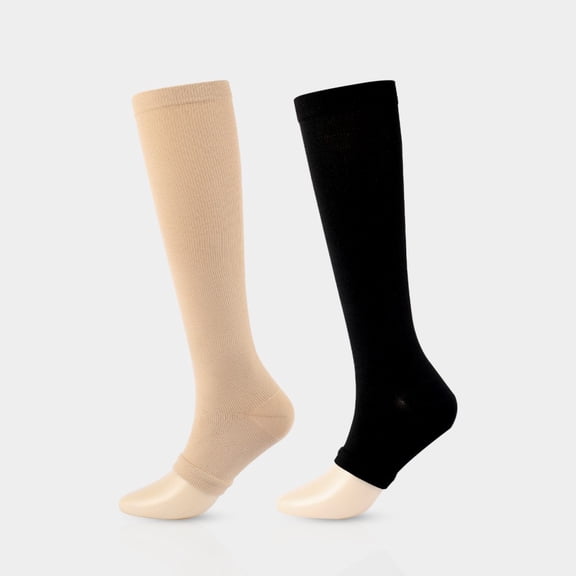 LYMAYTER S-2XL Women Men Open Toe Compression Socks High Calf Support Sleep Night Travel Relief for Socks