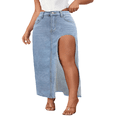 thumbnail image 1 of LYMAYTER S-2XL Women Summer Denim Skirt High Split Slim Fit Maxi Long Pencil for Denim Jean Skirt, 1 of 10
