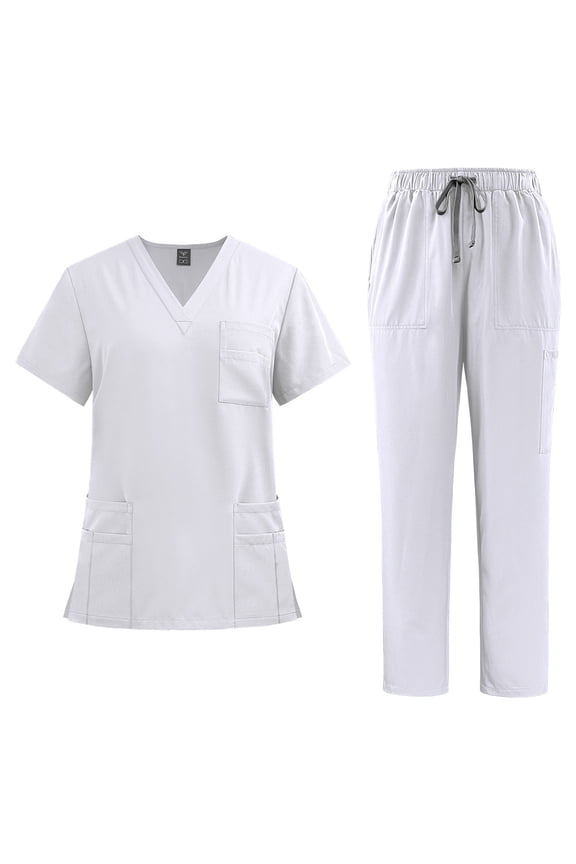 S-2XL Women's V-Neck Nurse Uniform Medical Uniform Quick-Dry Nurse Uniform Antimicrobial Medical Uniform Set