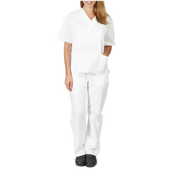 LYMAYTER S-2XL Womens Medical Uniform Cooling Supple Nurse Uniform Lightweight Short Sleeve with Pocket Scrubs Set