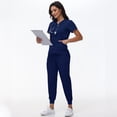 thumbnail image 1 of LYMAYTER S-2XL Womens Nurse Uniform Set Solid Color V-Neck Lightweight Short Sleeve Medical Uniform Shifts, 1 of 6