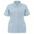 thumbnail image 1 of LYMAYTER S-3XL Women Medical Scrub Tops Slim Short Sleeve Workwear Turndown Collar Button Medical Workwear, 1 of 5