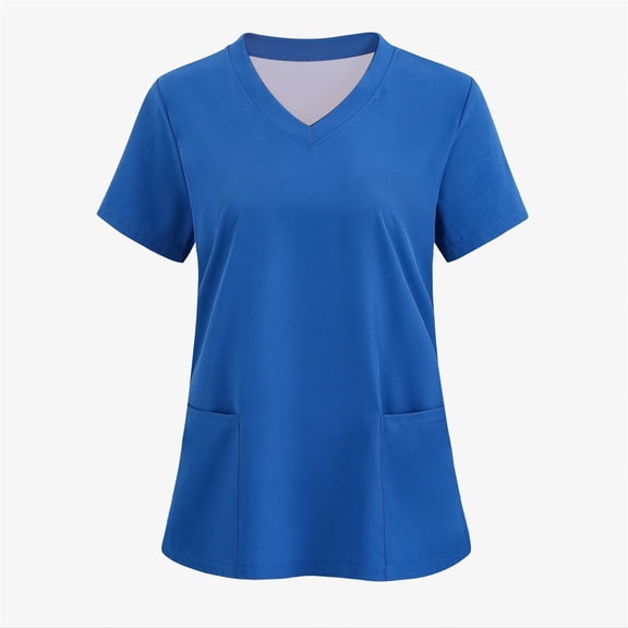 LYMAYTER S-5XL Women's Slim Nurse Uniform Medical Uniform Short Sleeve Nurse Uniform with Pockets Medical Uniform
