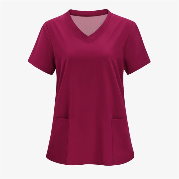 LYMAYTER S-5XL Women's Slim Nurse Uniform Medical Uniform Short Sleeve Nurse Uniform with Pockets Medical Uniform