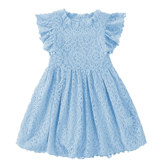 LYMAYTER Sleeveless Dress for Girls Baby Toddler V-Neck Sundress Pageant Dresses Kids Hollow out Dress Party Gown Formal Dance Gown Fashion Dresses for 6-6Y