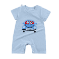 thumbnail image 1 of LYMAYTER Soft Cotton Romper for Newborn Toddler Summer Crew Neck Short Sleeve Jumpsuit 0-24M, 1 of 8