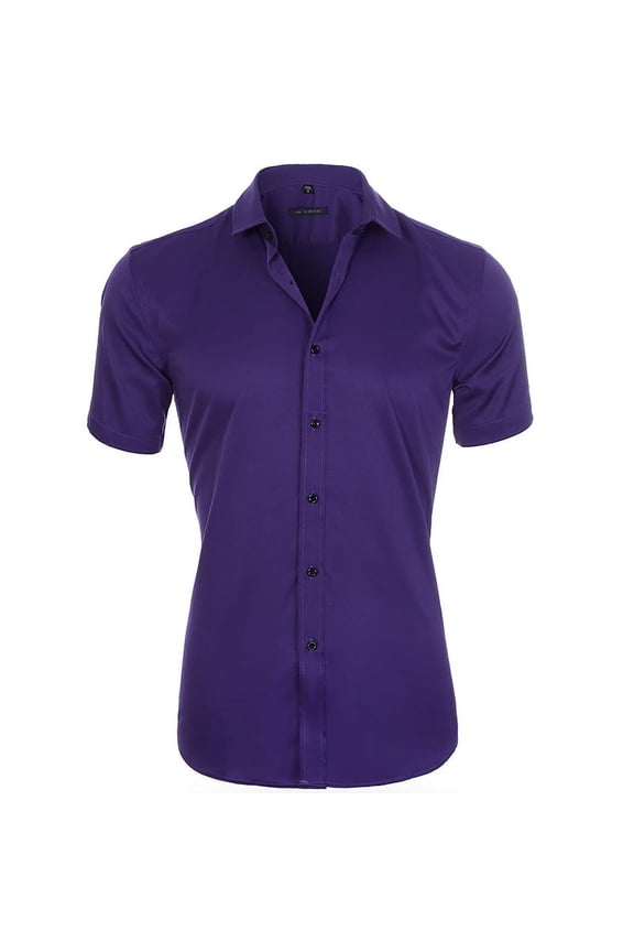 Solid Color Men's Dress Shirt Short Sleeve Fall Professional Attire Non-Iron Workwear Shirt