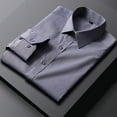 thumbnail image 1 of LYMAYTER Summer Men's Formal Shirt Solid Color Long Sleeves Shirt Easy Care Casual Top, 1 of 7