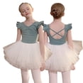 thumbnail image 1 of LYMAYTER Toddler 2PC Ballet Leotard Set Girls Short Sleeve Leotard Tutu Skirt Exam Performance Suit 3-11Y, 1 of 8