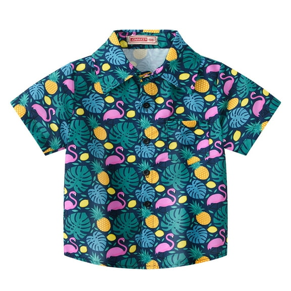 LYMAYTER Newborn Kids Casual Shirts for Infant Boys Summer Printed Short Sleeve Shirts V-Neck T-Shirt 6 Months-7 Years