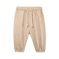 thumbnail image 1 of LYMAYTER Toddler Baby Boys Girls Cotton Linen Pants Infant Basic Plain Solid Trousers Elastic Waist Long Pants Bloomers 0M-6T, 1 of 8