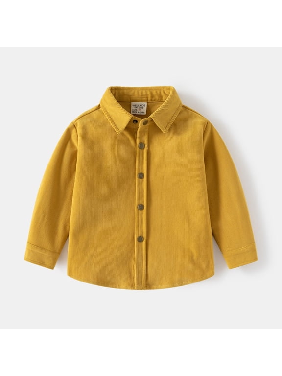 Toddler Baby Boys Long Sleeve Button Down Shacket Casual Solid Color Spring Fall Button Up Tops 2-7Y