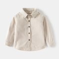 thumbnail image 1 of LYMAYTER Toddler Baby Boys Long Sleeve Button Down Shacket Casual Solid Color Spring Fall Button Up Tops 2-7Y, 1 of 8