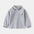 thumbnail image 1 of LYMAYTER Toddler Baby Boys Long Sleeve Lapel Button Polo Shirt Solid Color Casual Soft Fall Tops 2-7Y, 1 of 8