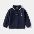 thumbnail image 1 of LYMAYTER Toddler Baby Boys Long Sleeve Lapel Button Polo Shirt Solid Color Casual Soft Fall Tops 2-7Y, 1 of 8