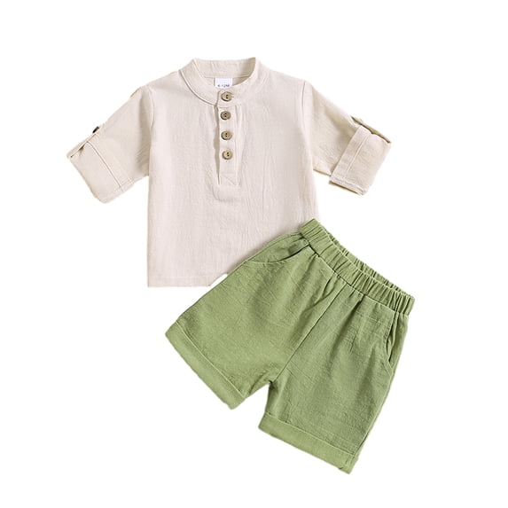 LYMAYTER Toddler Baby Boys Summer Short Sleeve T-Shirt Shorts Set 2 PCS Infant Casual Solid Color Shorts Pant Set for 6M-4T