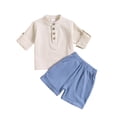 thumbnail image 1 of LYMAYTER Toddler Baby Boys Summer Short Sleeve T-Shirt Shorts Set 2 PCS Infant Casual Solid Color Shorts Pant Set for 6M-4T, 1 of 7