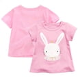 thumbnail image 1 of LYMAYTER Toddler Baby Girls Short-Sleeve Bunny T-Shirt Kids Summer 100% Organic Cotton Tees Shirt Top for 2-8T, 1 of 9
