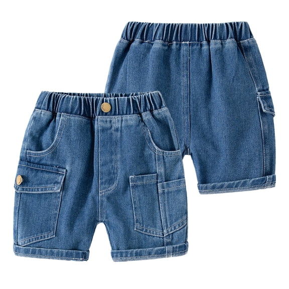 LYMAYTER Toddler Baby Jeans Shorts for Boys Summer Elastic Waist Denim Shorts Casual Cargo Shorts Pants 1-6T